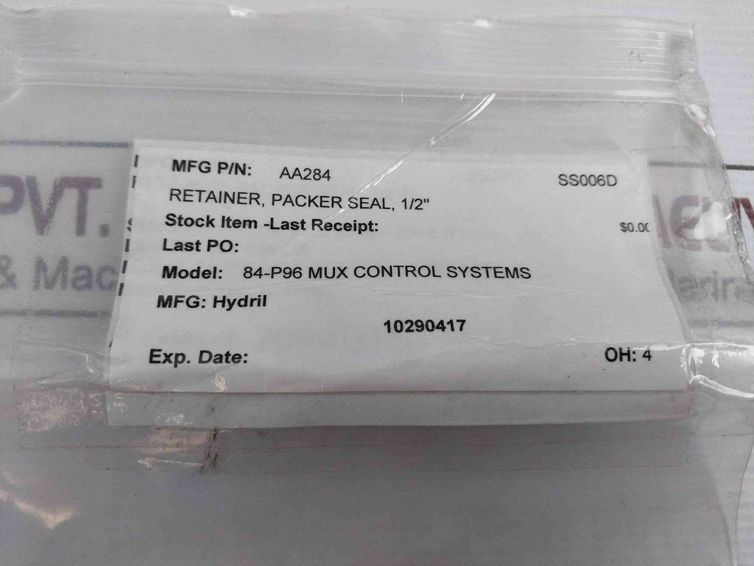 Hydril Aa284 Retainer Packer Seal 1/2 For 84-p96 Mux Control System
