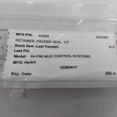 Hydril Aa284 Retainer Packer Seal 1/2 For 84-p96 Mux Control System