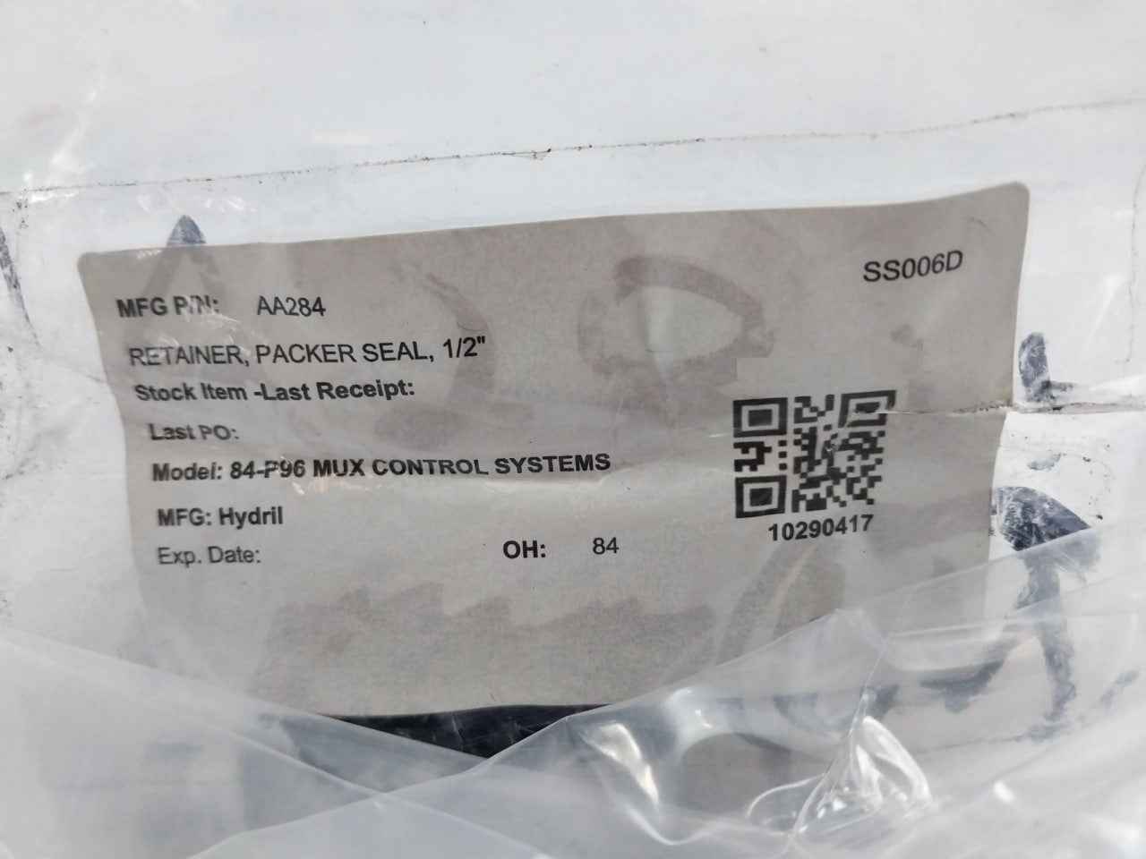 Hydril Aa284 Retainer Packer Seal 1/2 For 84-p96 Mux Control Systems Rev C3