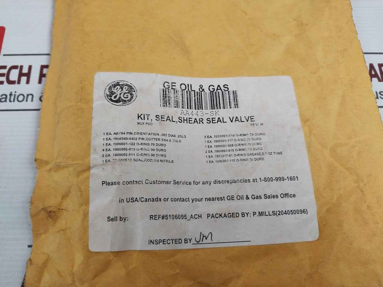 Hydril Aa443-sk O-ring 90 Duro For Shear Seal Valve Kit Mux Pod