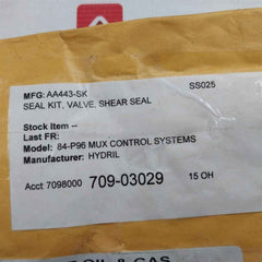 Hydril Aa443-sk O-ring 90 Valve Shear Seal Kit 84-p96 Mux Control System