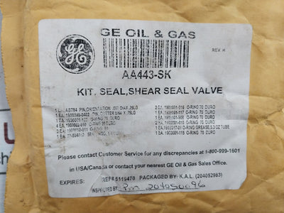 Hydril Aa443-sk Shear Seal Valve Assy Repair Kit 84-p96 Ss025 Rev.H