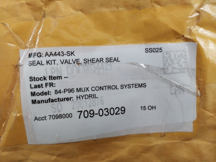 Hydril Aa443-sk Shear Seal Valve Assy Repair Kit 84-p96 Ss025 Rev.H