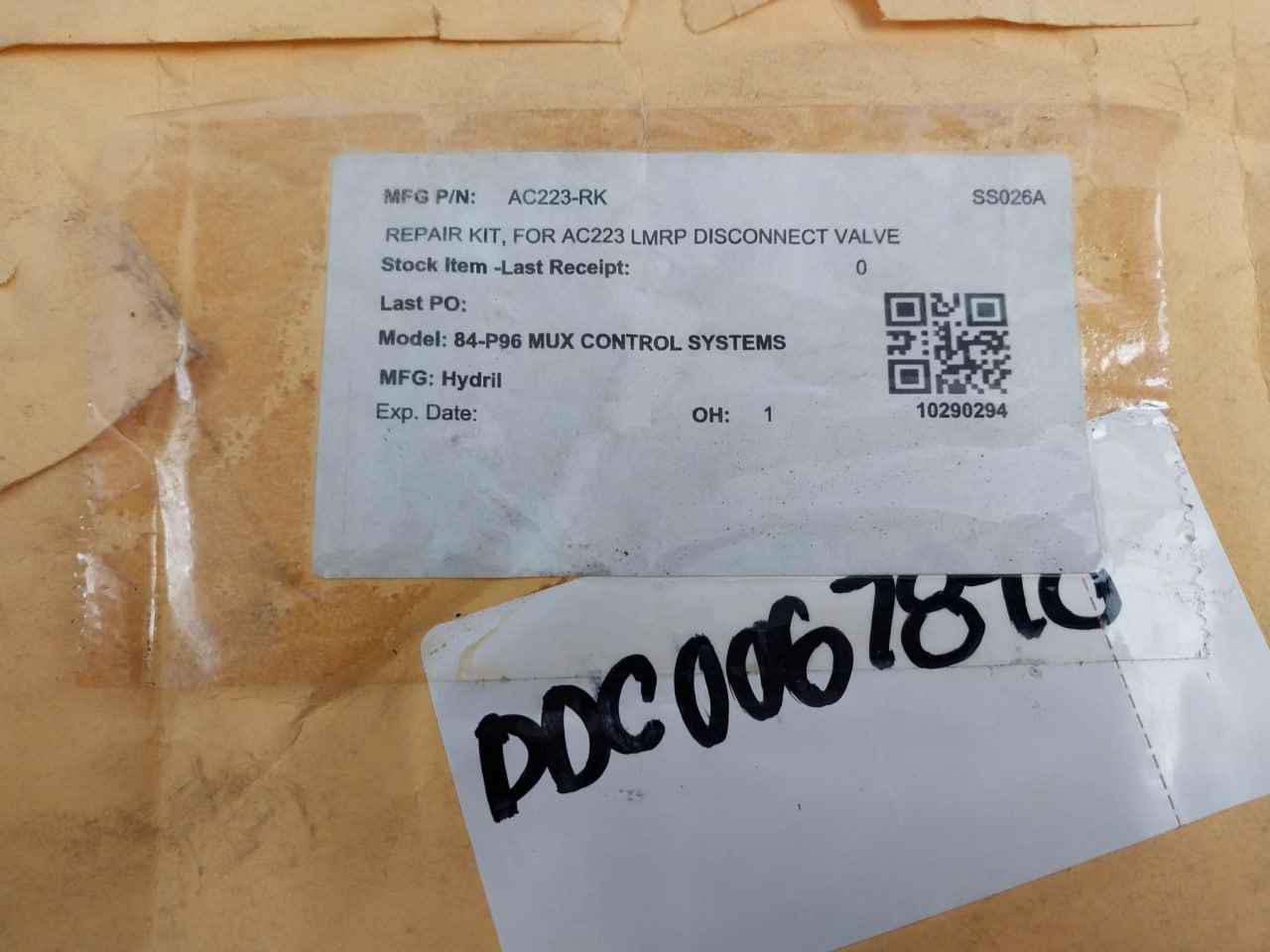 Hydril Ac223-rk Repair Kit For Ac223 Lmrp Disconnect Valve 1900001-117 Rev A2