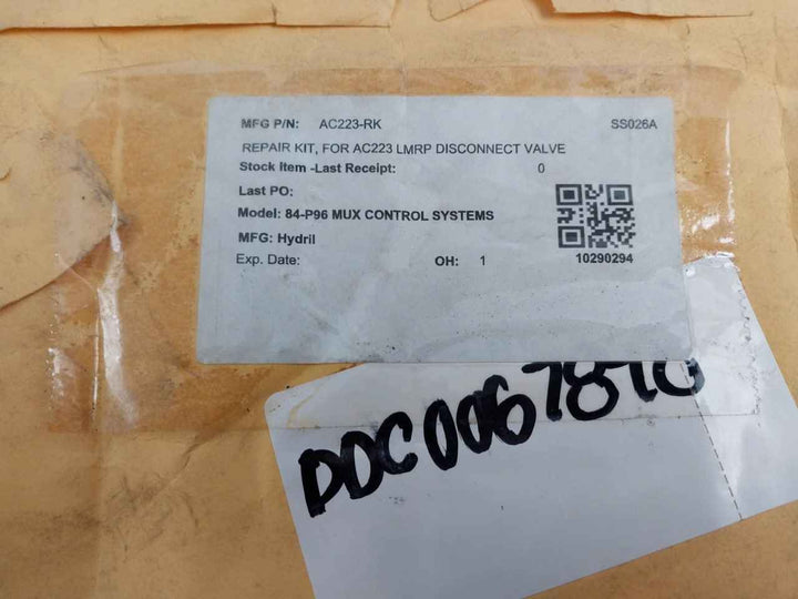 Hydril Ac223-rk Repair Kit For Ac223 Lmrp Disconnect Valve 1900001-117 Rev A2