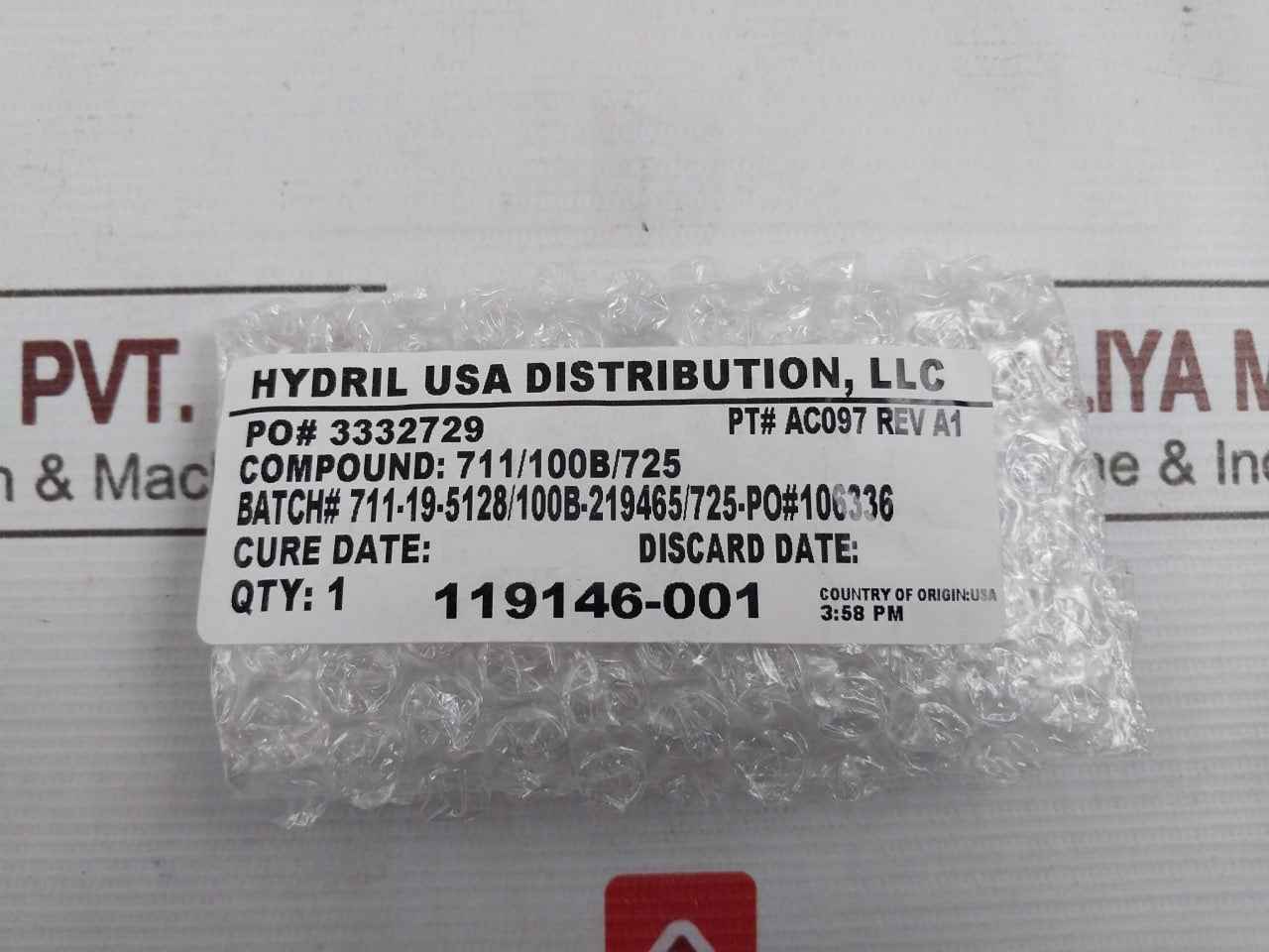 Hydril Ac223-rk Repair Kit For Ac223 Lmrp Disconnect Valve 1900001-117 Rev A2