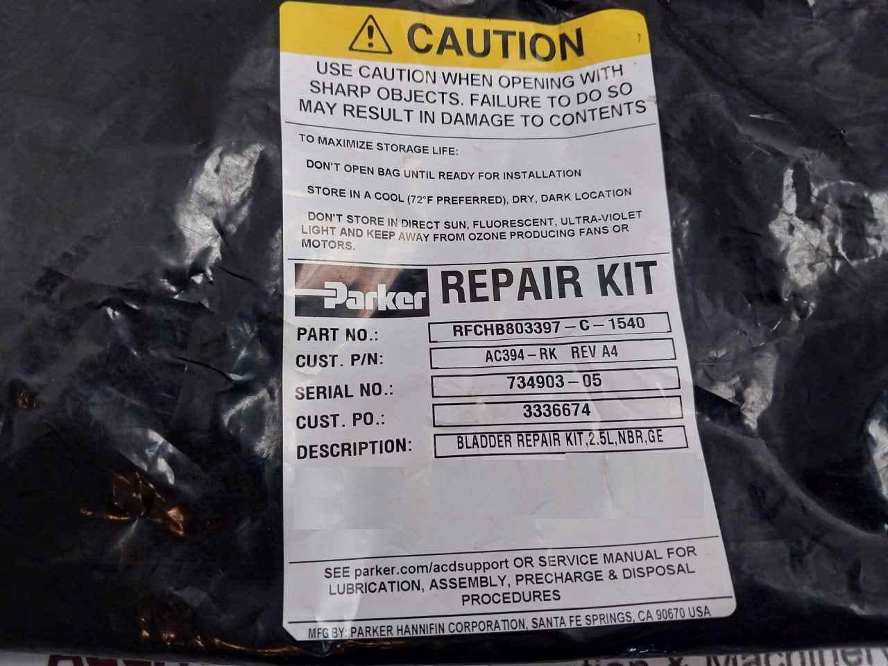 Hydril Ac394-rk Bladder Repair Kit 2.5L 84-p96 Mux Control Systems Rev A4