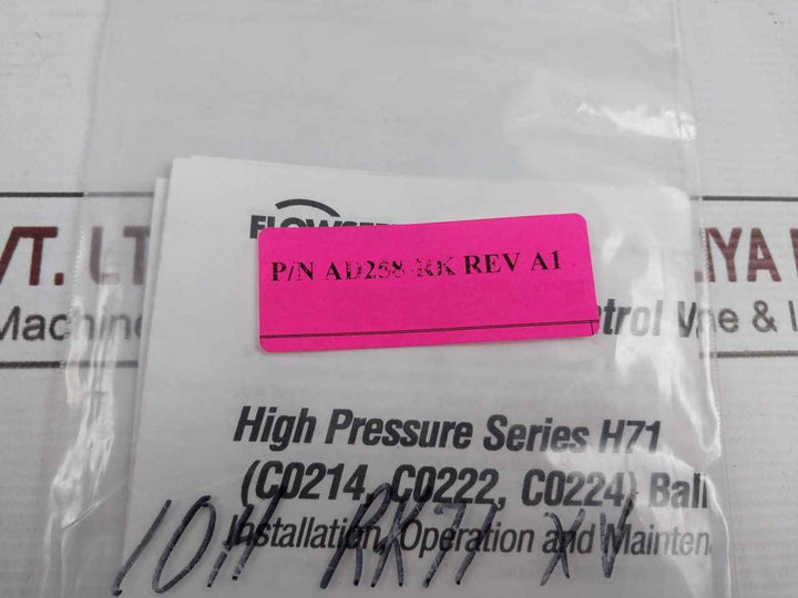 Hydril Ad258-rk Repair Kit For Ball Valve Rev.A1 84-p96 Mux Control Systems Ss029