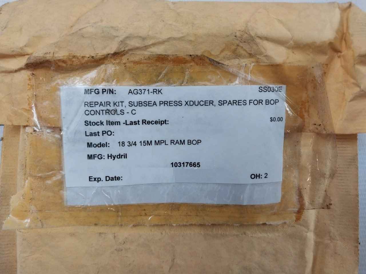 Hydril Ag371-rk Subsea Press Xducer Repair Kit Rev A2 9-33V Dc 4-20 Ma