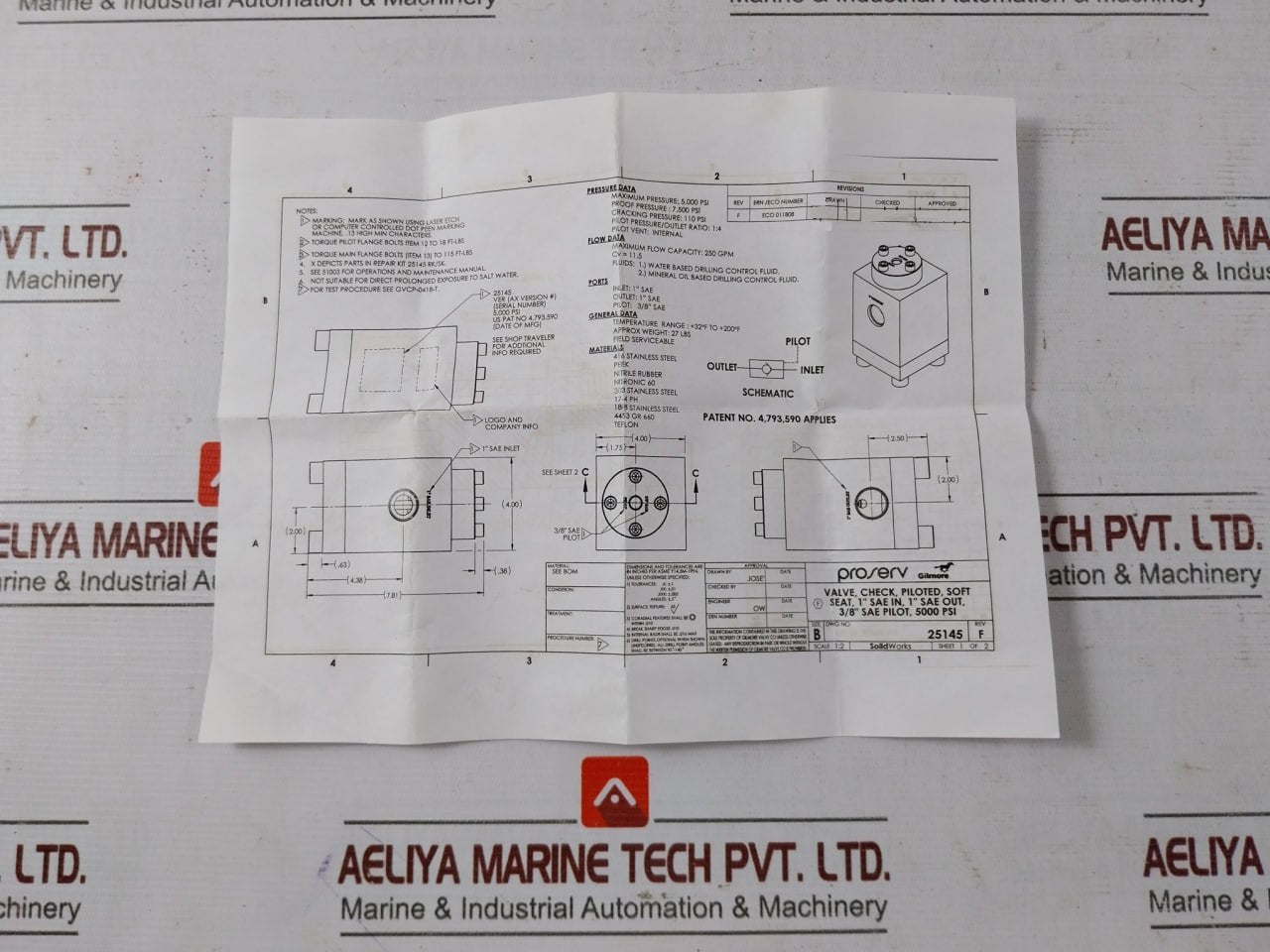 Hydril Ag388-rk Valve Repair Kit 1" Sae 5000 Psi Mpl Bop Rev.F