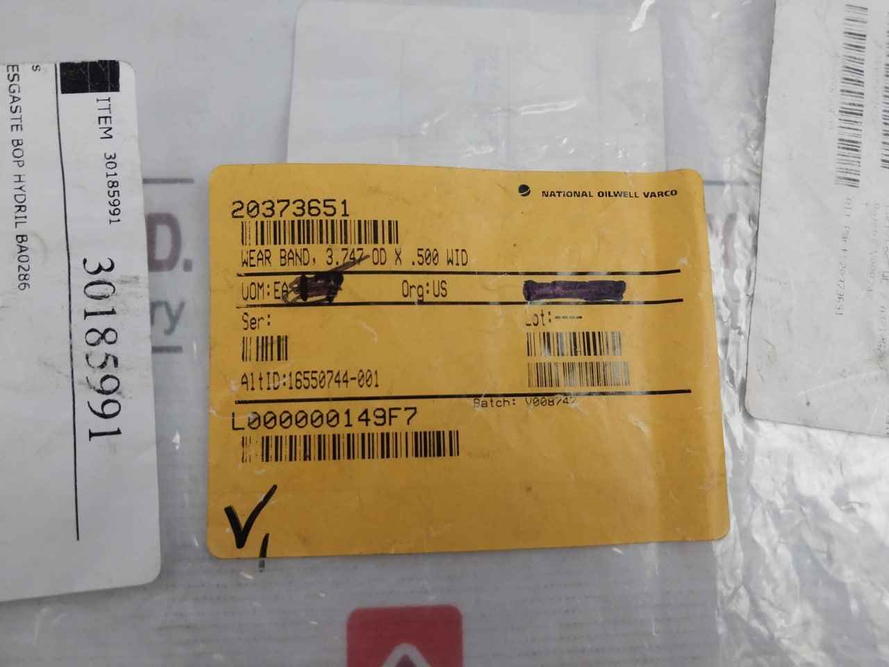 Hydril Ba-0286 O-ring Seal 30185991 Wear Band 3.747 Od X .500 Wide X 20373651