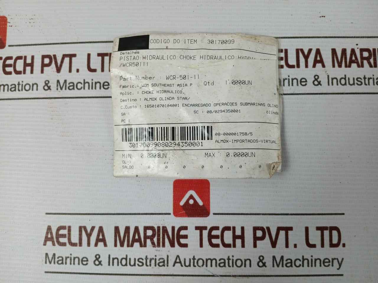 Hydril Wcr-501-11 Piston Hydraulic Choke Spare Part M29610 R5