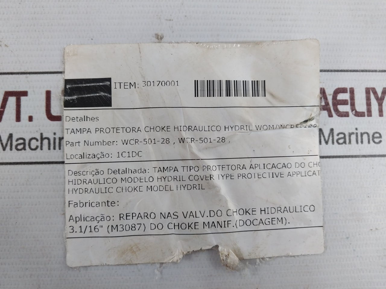 Hydril Wcr-501-28 Wom Hydraulic Choke Protective Cover R3 M-53981-17