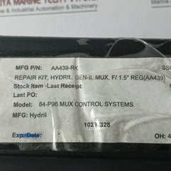 Hydril Aa439-rk Gen-ii Mux Repair Kit For 1.5 Reg (Aa439) Ad328-02 Rev A1