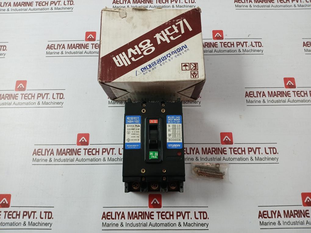 Hyundai 3-pole Molded Case Circuit Breaker 660V 75A Part No Hbh-103