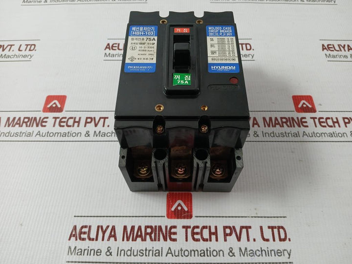 Hyundai 3-pole Molded Case Circuit Breaker 660V 75A Part No Hbh-103