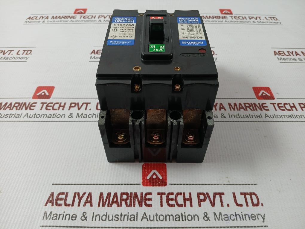 Hyundai 3-pole Molded Case Circuit Breaker 660V 75A Part No Hbh-103