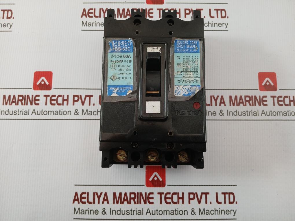 Hyundai Ac440V 7.5Ka Molded Case Circuit Breaker Hbs-63C