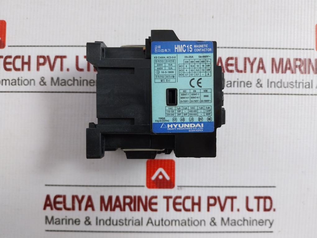 Hyundai Ac Magnetic Contactor 660V/25A Hmc15