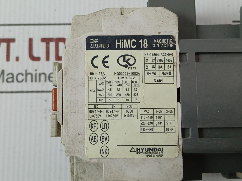Hyundai Electromagnetic Ac Contactor 25A Himc 18