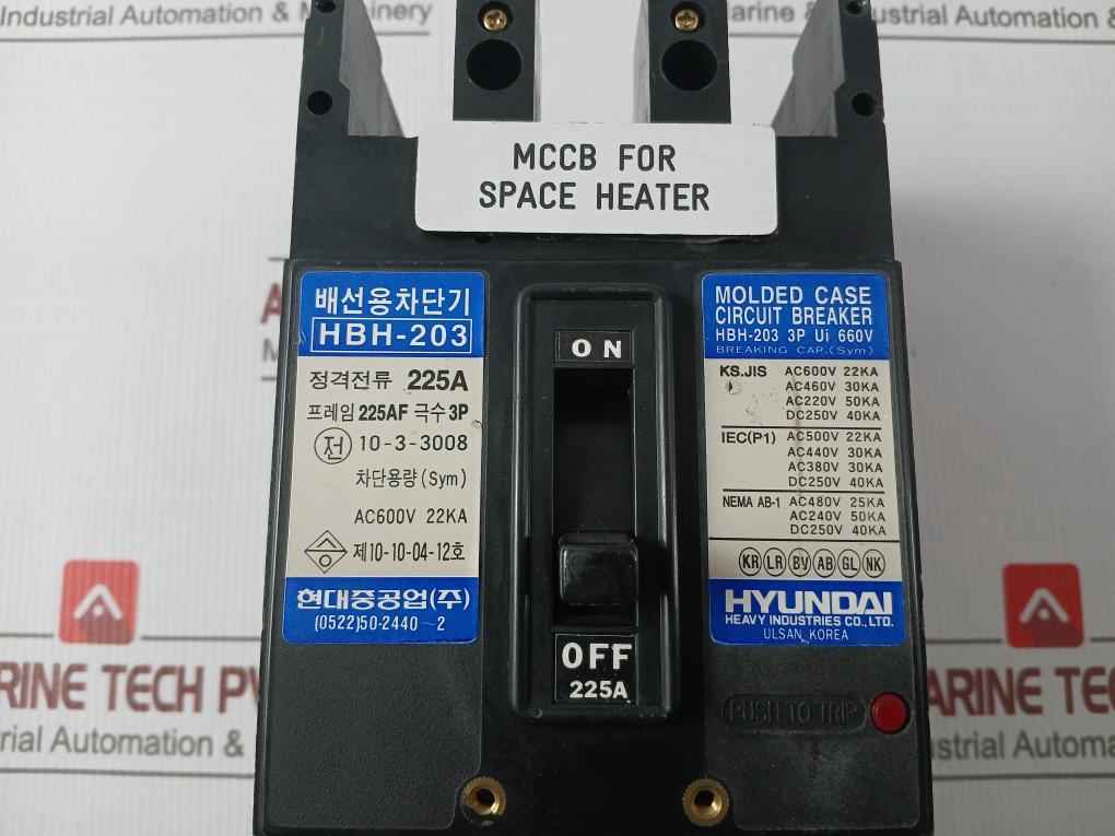 Hyundai Hbh-203 Circuit Breaker Ac600V 225A