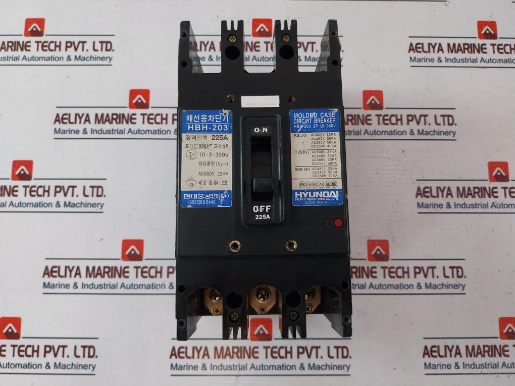 Hyundai Hbh-203 Molded Case Circuit Breaker 225A Ac600V 22Ka