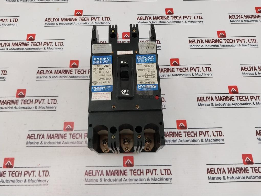 Hyundai Hbh-203 Molded Case Circuit Breaker 3P 200A 50/60Hz