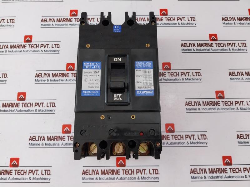 Hyundai Hbl-403, 3 Pole Molded Case Circuit Breaker 250A 660V