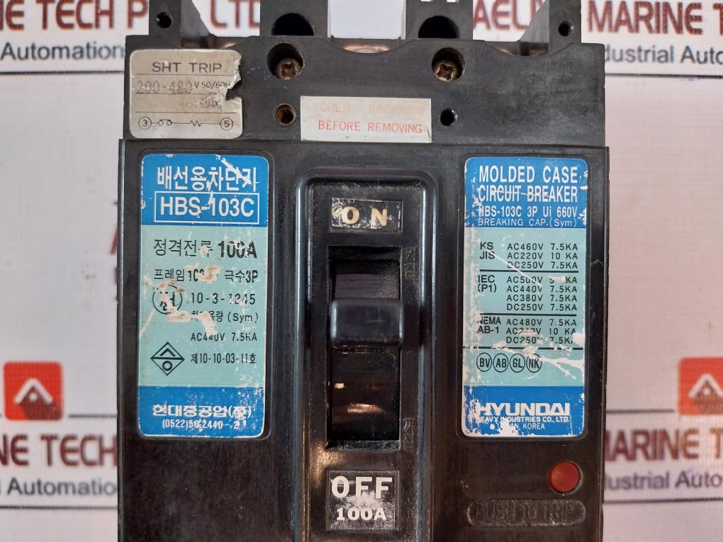 Hyundai Hbs-103C 100A Molded Case Circuit Breaker Frame 100Af