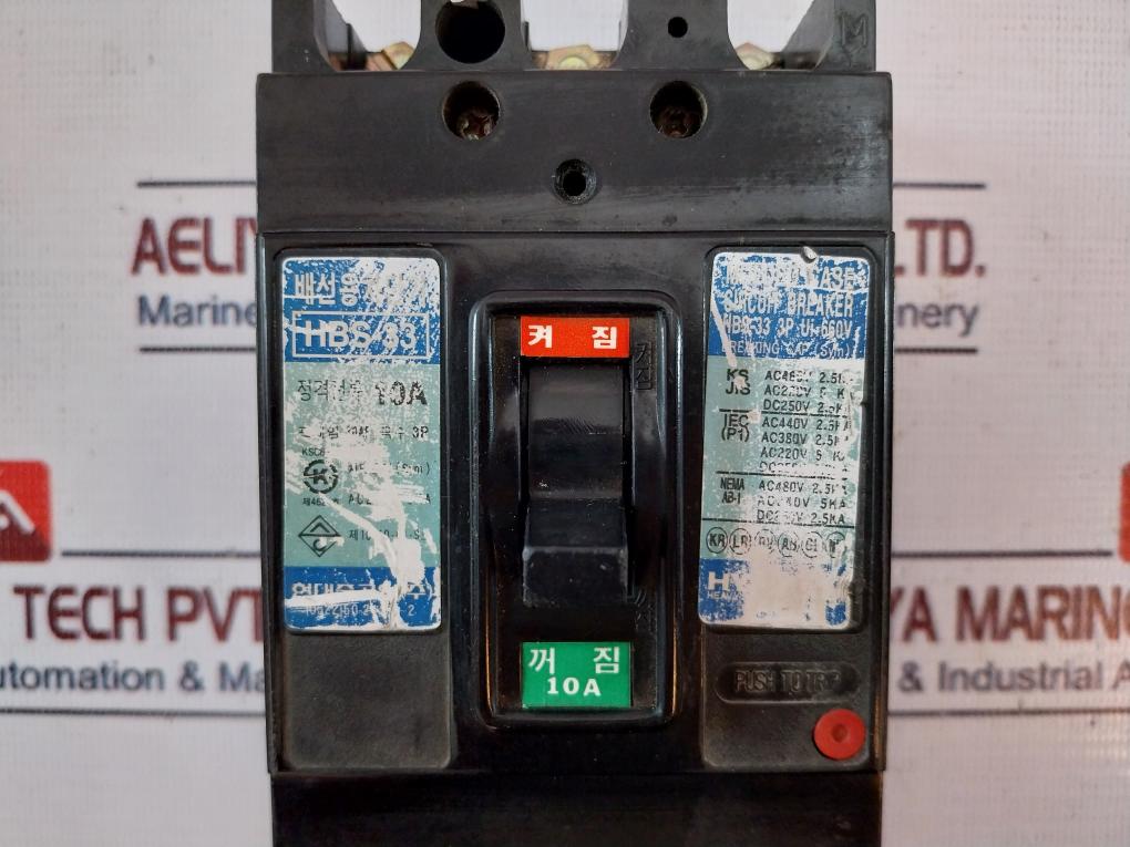 Hyundai Hbs-33 Molded Case Circuit Breaker 10A 30Af Ac220V 5Ka