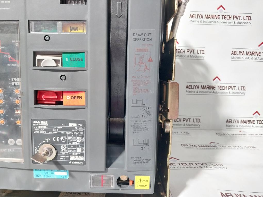 Hyundai Hian 08 Air Circuit Breaker 3 Pole 800A 1000V