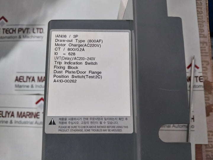 Hyundai Hian 08 Air Circuit Breaker 3 Pole 800A 1000V