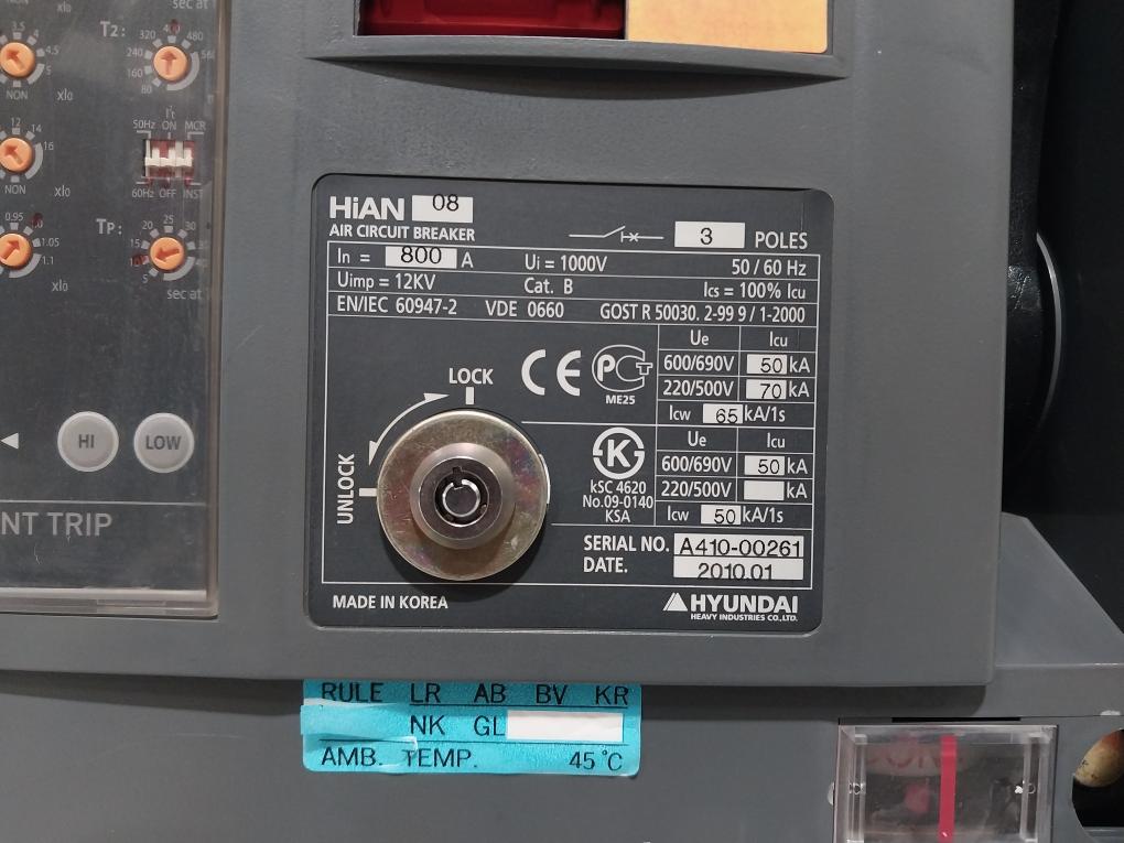 Hyundai Hian 08 Air Circuit Breaker 800A