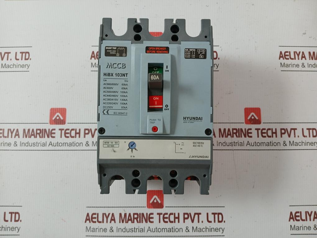 Hyundai Mccb-molded Case Circuit Breaker Ac200-230V 50/60Hz Hibx 103Nt