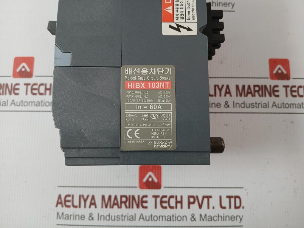 Hyundai Mccb-molded Case Circuit Breaker Ac200-230V 50/60Hz Hibx 103Nt