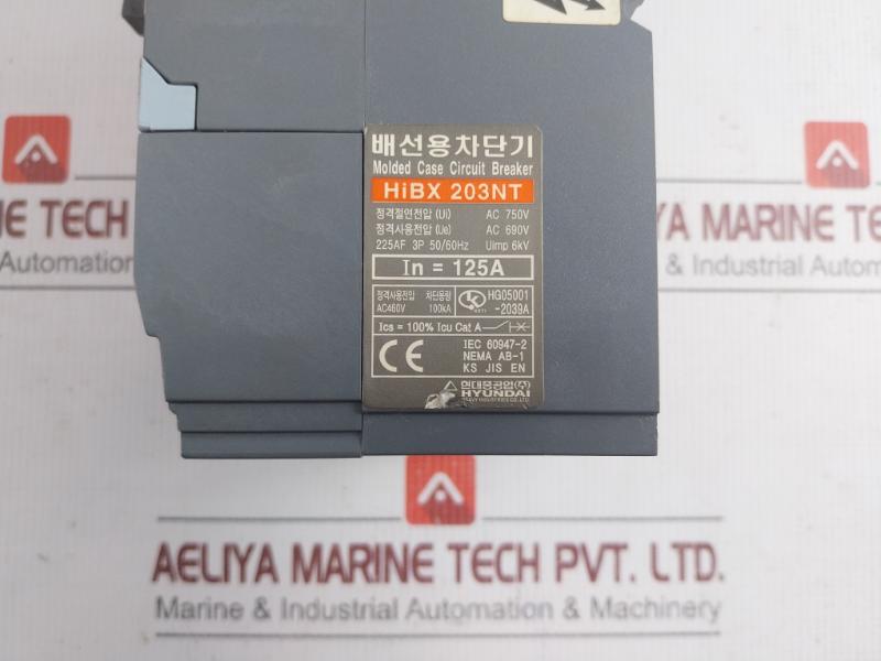 Hyundai Molded Case Circuit Breaker Input: Ac200-230V 50/60Hz Part No Hibx 203Nt