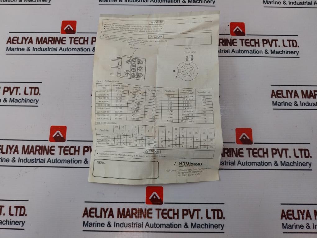 Hyundai Hith-40H Thermal Overload Relay 60947, 5A 690V