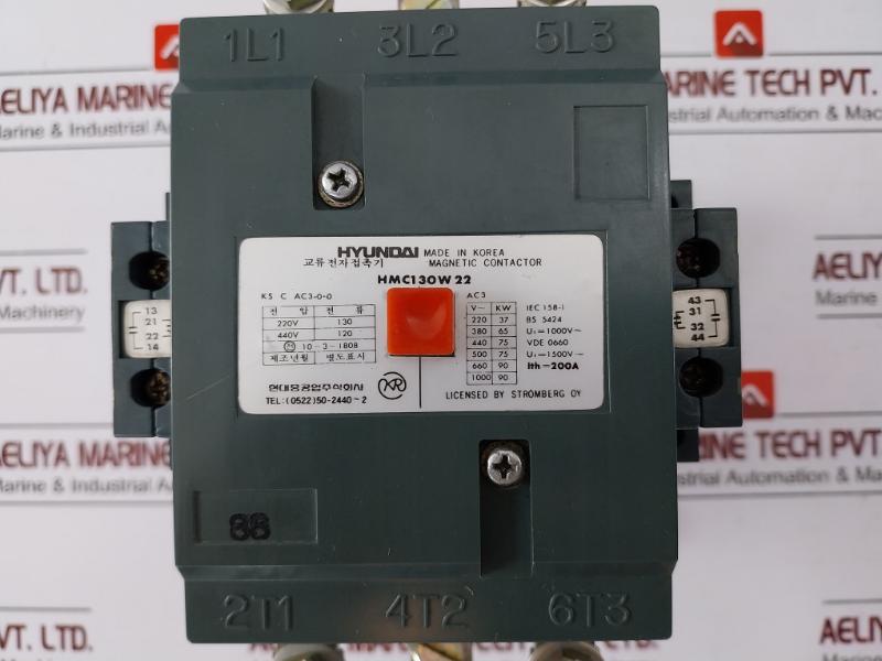 Hyundai Hmc130W22 Ac Electronic Magnetic Contactor 220A/130A 440V/120A 200A