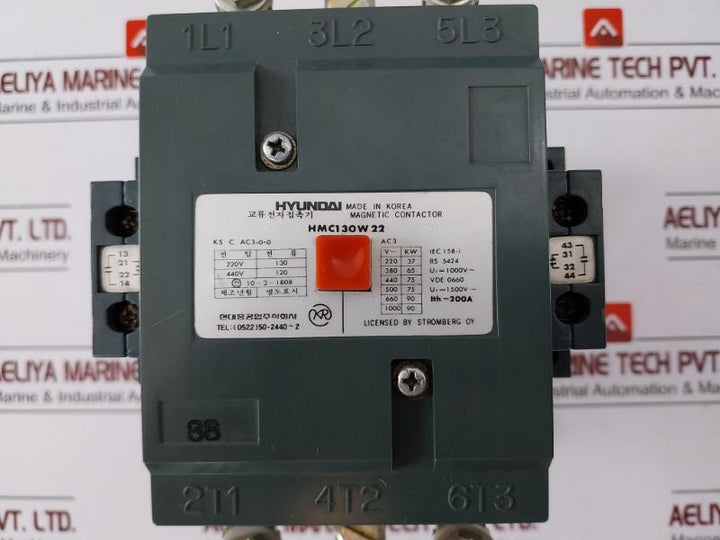 Hyundai Hmc130W22 Ac Electronic Magnetic Contactor 220A/130A 440V/120A 200A