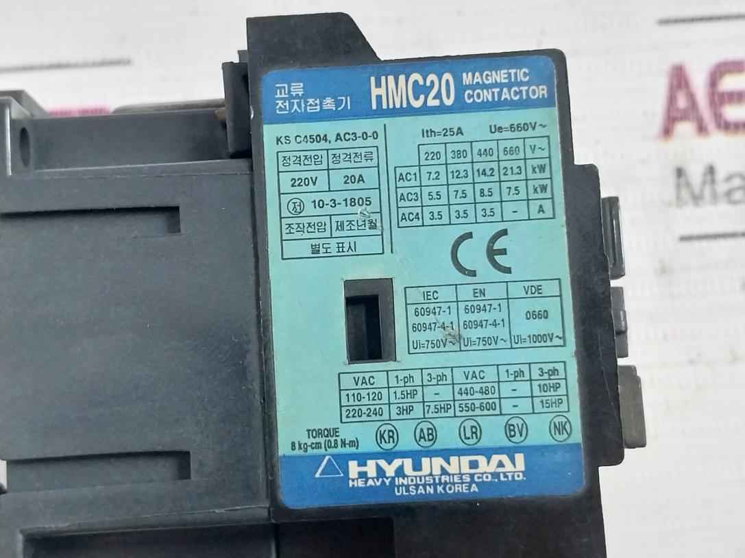 Hyundai Hmc 20 Magnetic Contactor 25A 380-440V 60Hz