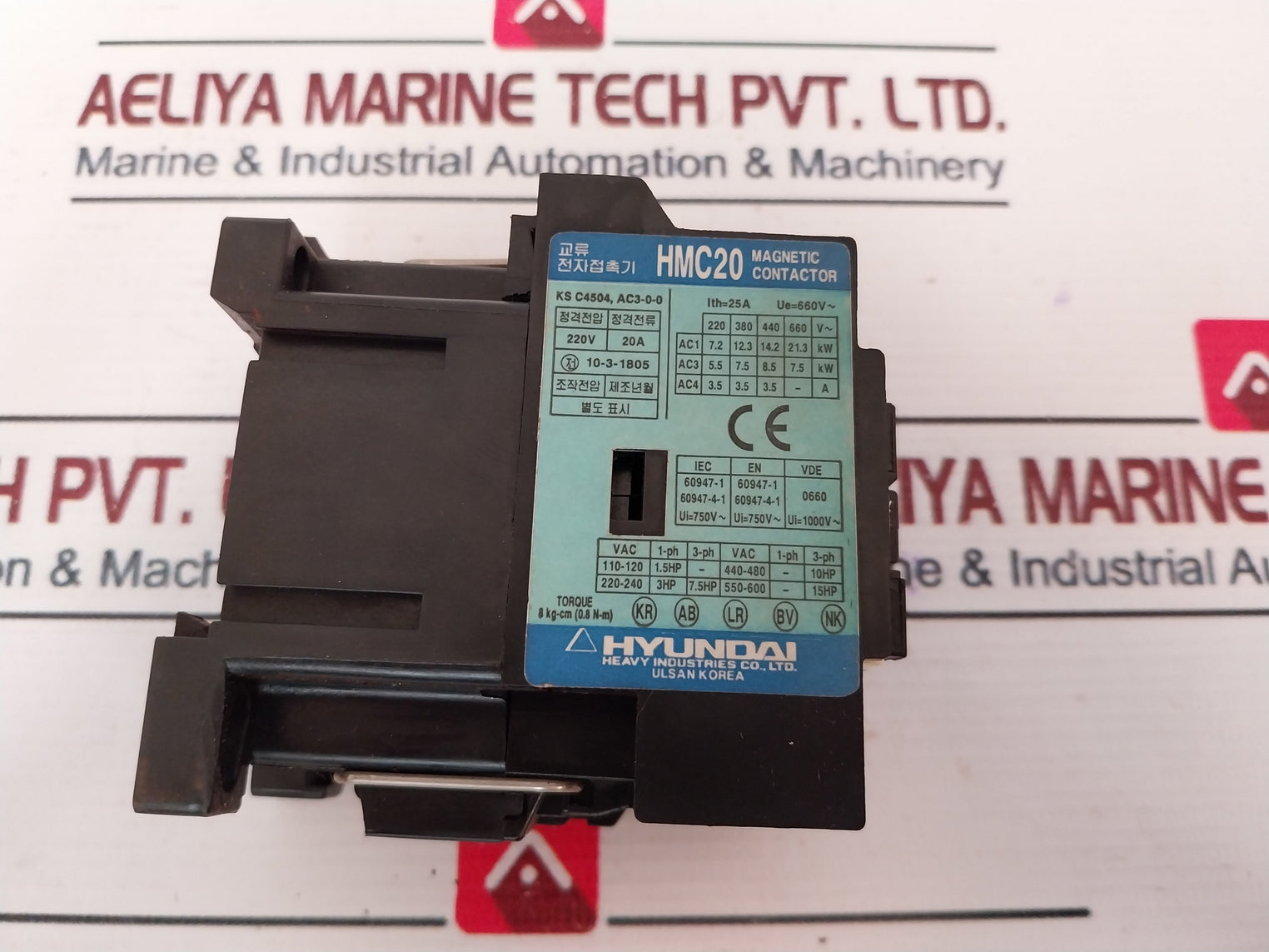 Hyundai Hmc20 W10 Magnetic Contactor 25 A 100V 50Hz 100...110V 60Hz