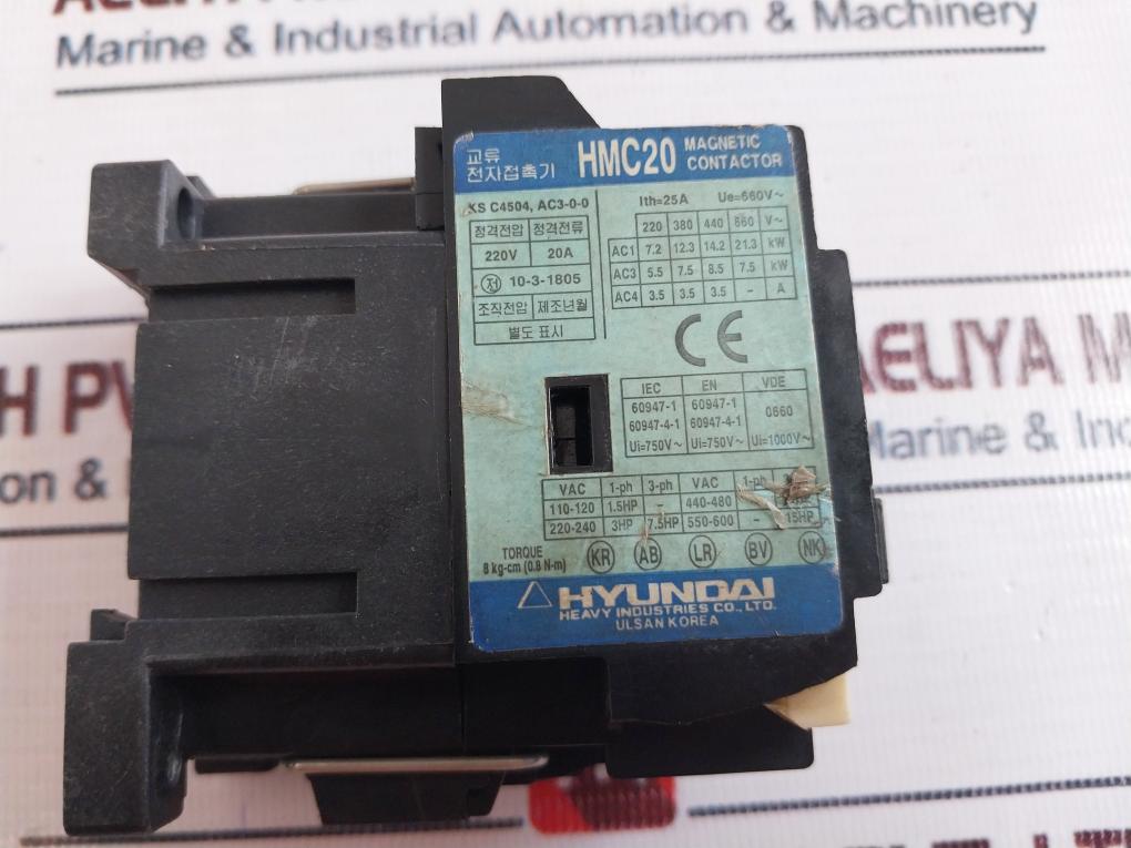 Hyundai Hmc20 W 10 Magnetic Contactor 660v~ 25a