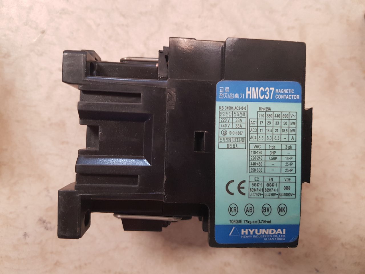 Hyundai Hmc 37 W10 Magnetic Contactor 110V 60Hz