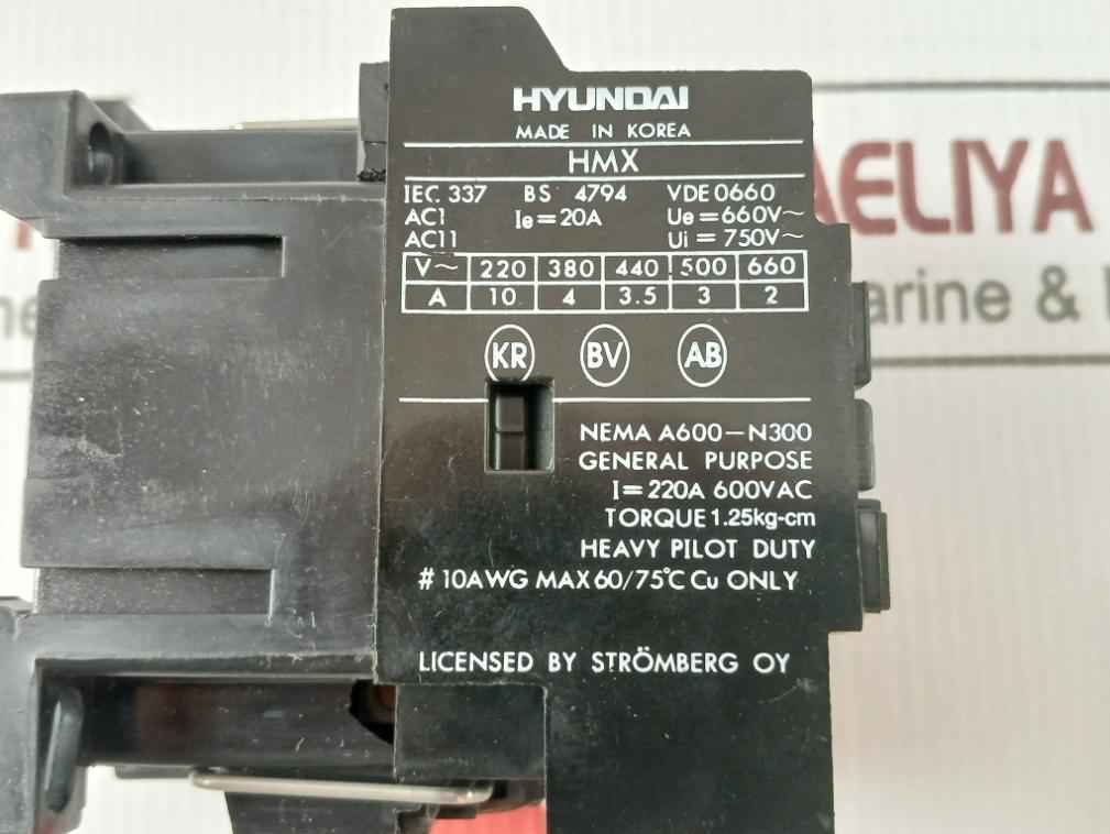 Hyundai Hmx 40 Control Relay 220A 600Vac 10Awg Max