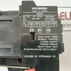 Hyundai Hmx 40 Control Relay 220A 600Vac 10Awg Max