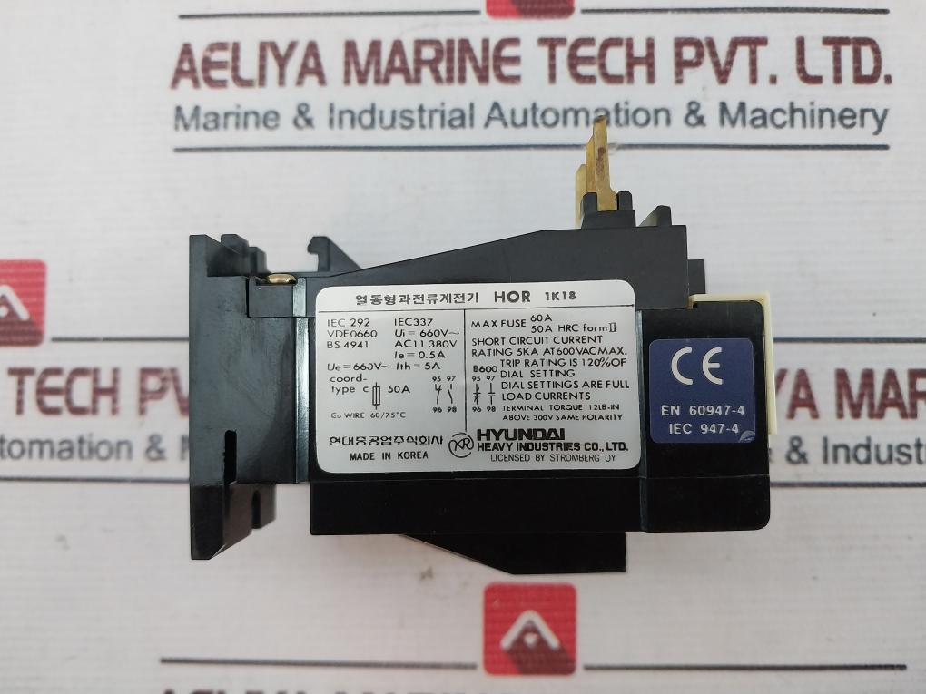 Hyundai Hor 1K 18 Thermal Overload Relay 5A 660V~