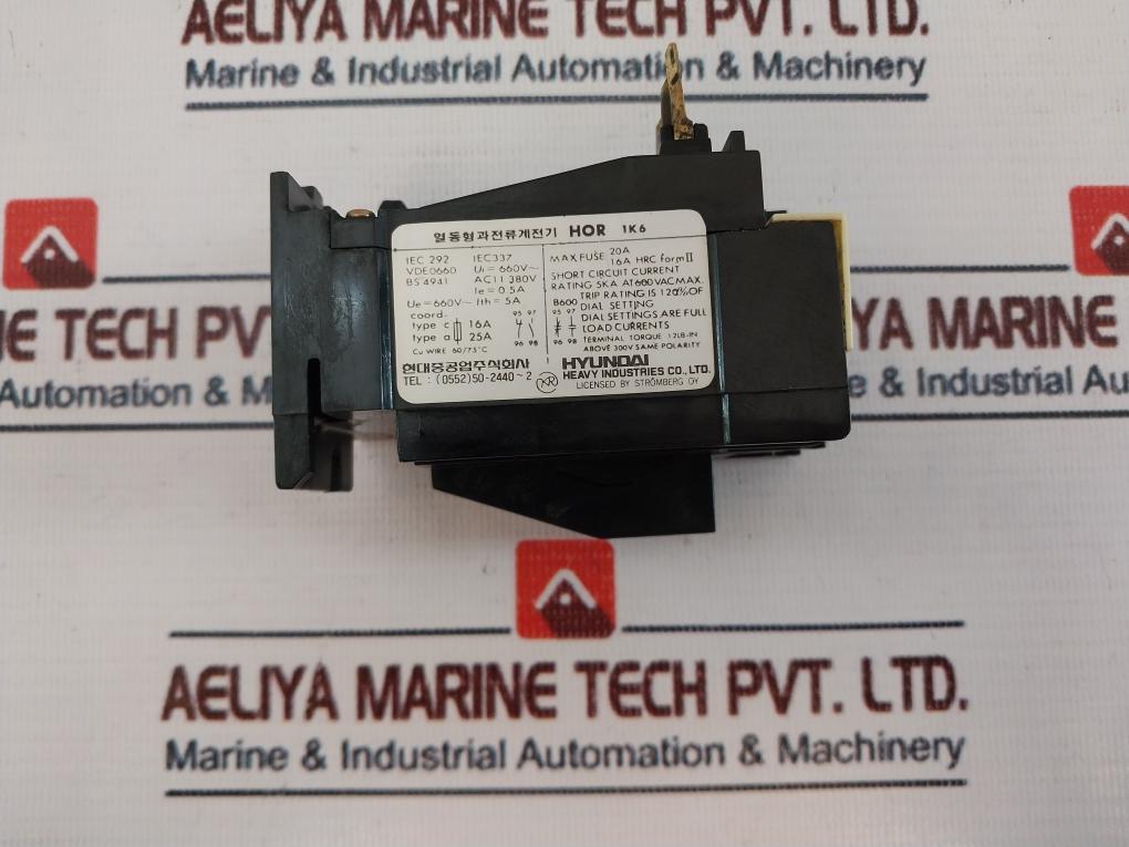 Hyundai Hor 1K 6 Thermal Overcurrent Relay 5A 660V~