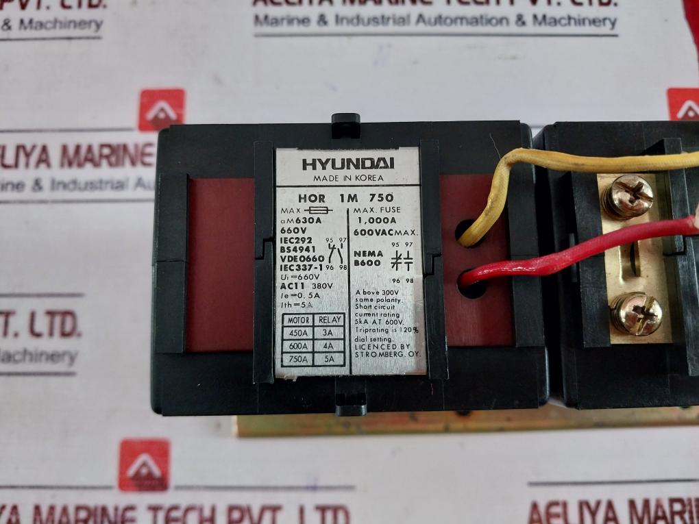 Hyundai Hor 1M 750 Thermal Overload Relay Maximum 600Vac 300V+ Same Polarity