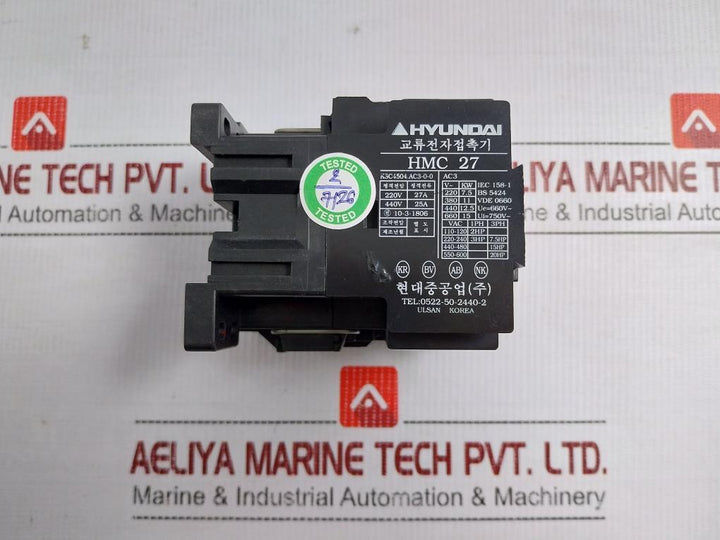 Hyundai Magnetic Contactor 220V 50/60Hz Part No Hmc 27 W 11