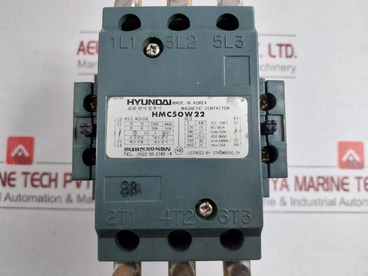 Hyundai Magnetic Contactor 750V 50/60Hz Part No Hmc50W22